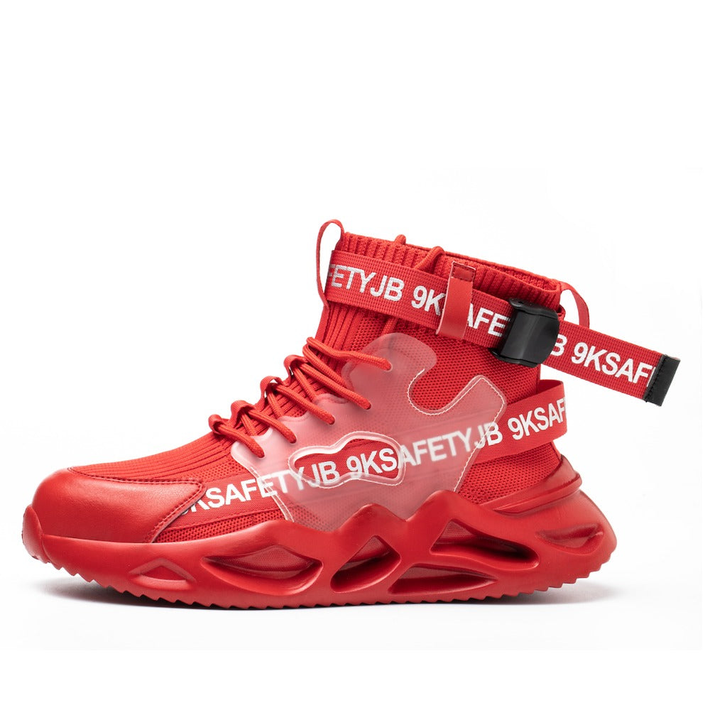9K Safety JB Red High Top Adjustable Ankle Straps Sneakers Work Boots Mens Sz 13 9K JB Safety Work Steel Toe Safety High-Cut Men main image 3