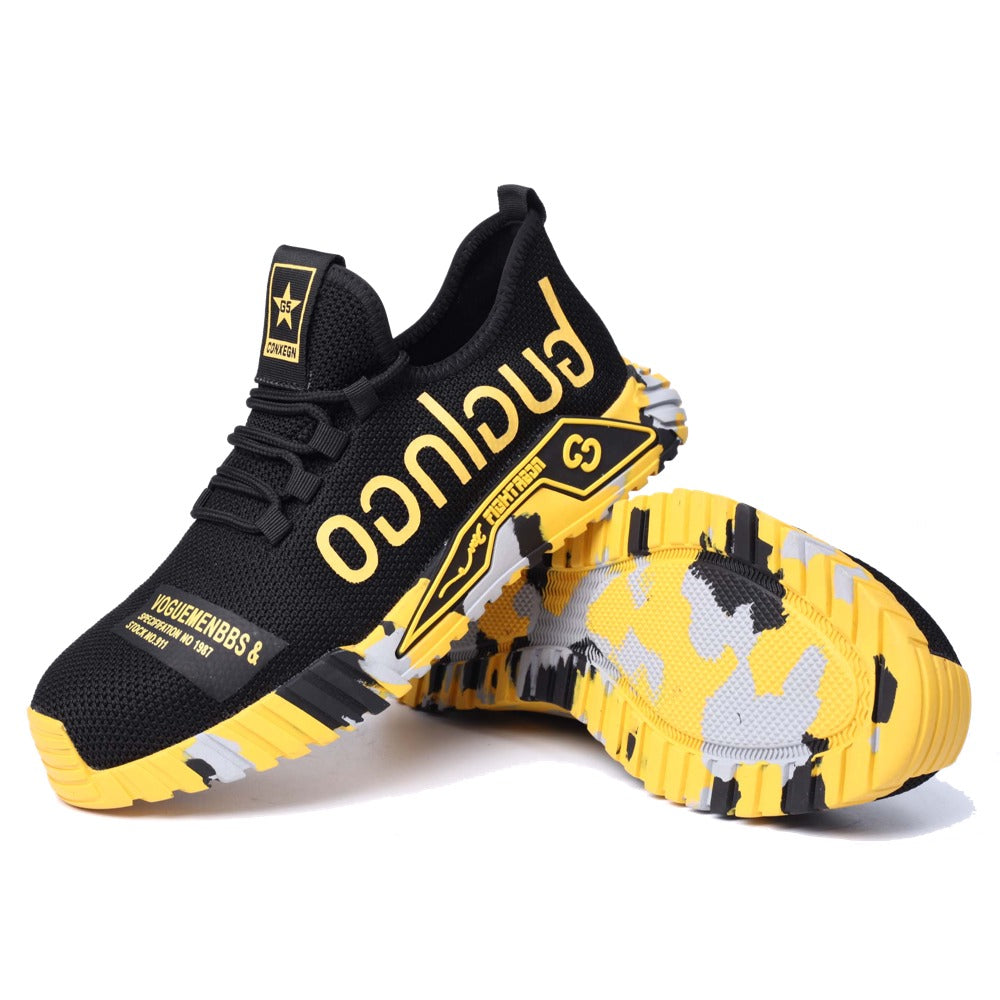 New Trendy Steel Toe Shoes Work Safety Shoes, Self-Defense Products & Gear, Yellow / 7 Women|6 Men