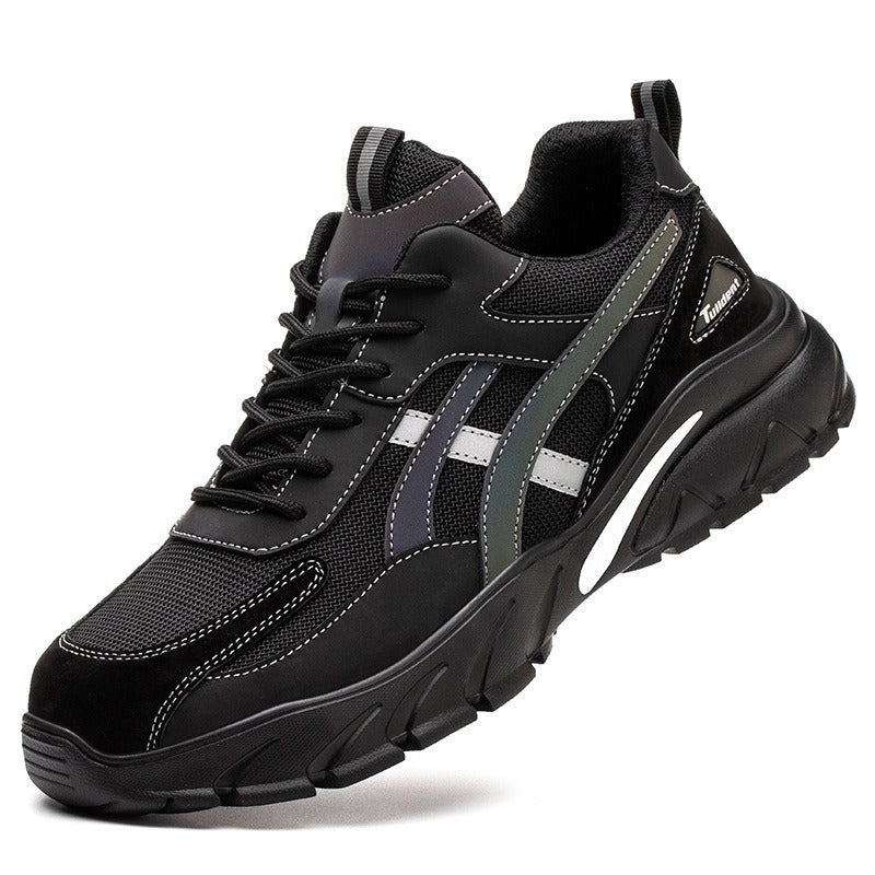 Composite Toe Non Slip Shoes Work Breathable Sneaker, Black / 6.5 Women|5.5 Men